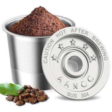 Imagem de AANQQ Cápsulas de café reutilizáveis para Keurig 1.0: Copo K recarregável de aço inoxidável - Filtro de café reutilizável para cafeteira Keurig 1.0, permanente, ecológico, livre de BPA