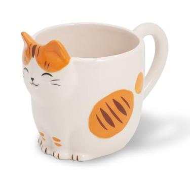 Imagem de COTONOHA Caneca japonesa Mino Ware com design de gato fofo - perfeita para café, chá e sopa - segura para lava-louças e micro-ondas - presente ideal para amantes de gatos