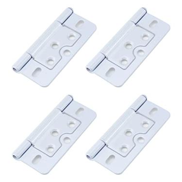Imagem de Wealrit 4 dobradiças brancas sem encaixe, dobradiças de metal para portas, dobradiças resistentes com parafusos