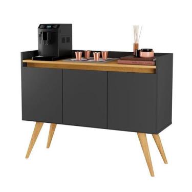 Imagem de Aparador Buffet Sala Gold 3 Portas com Pés de Madeira Maciça Móveis Pr