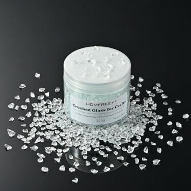 Imagem de Vidro marinho irregular, transparente, pequenos chips para artesanato, 3 a 6 mm, várias opções de cores, lascas de vidro triturado, para enchimento de vaso de resina, peça de vidro quebrado para