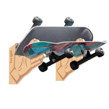 Imagem de Yes4All Suporte exclusivo de madeira para skate, armazenamento de longboard montado na parede para decoração de casa e organizador de garagem