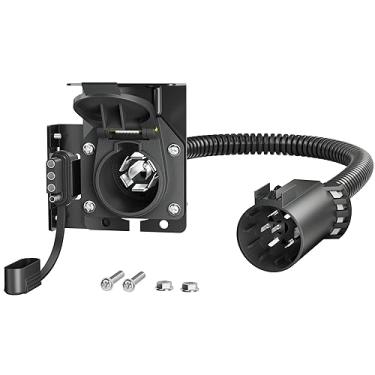 Imagem de Oyviny Cabo de fiação com conector de reboque para veículos multi-reboque lateral com 7 vias e 4 vias para veículos Ford, GM, Dodge, pacote de reboque de fábrica e soquete USCAR de 7 vias