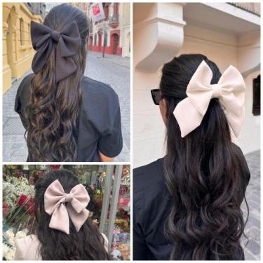Imagem de Kit 03 Laço Grande Com Presilha  Linho Crepe Moda Tendência Francesa B