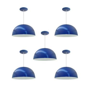Imagem de Kit 5 Luminária Pendente Meia Lua 24cm Com Interior Branco Brilho Fiaç