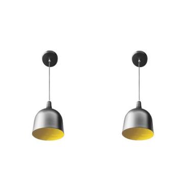 Imagem de Kit 2 Luminária Pendente Gota Com Interior Amarelo Com Fiação 110/220v