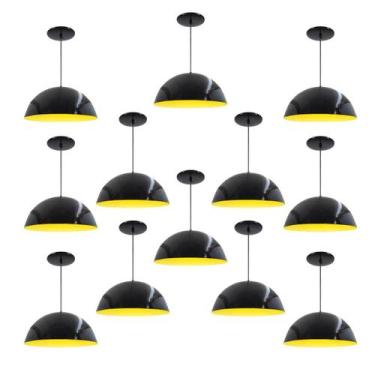 Imagem de Kit 12 Luminária Pendente Meia Lua 50cm Interior Amarelo Com Fiação 11