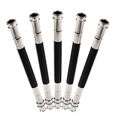 Imagem de GTHER Extensor de lápis de cabeça dupla, 5 peças, suporte de alongador de lápis de arte ajustável com alça de alumínio para lápis de cor, giz de cera, material de escritório, preto
