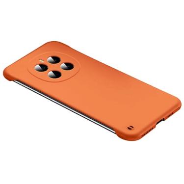 Imagem de HAO RIYLN Capa para Honor Magic 7 Pro/7, ultrafina, rígida, sem bordas, policarbonato à prova de choque, proteção total da lente, capa antiarranhões, laranja, 7Pro
