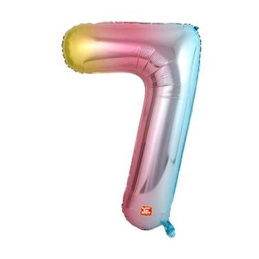 Imagem de Balão Metalizado Números 28" 70cm - Degradê Baby - 01 unidade - Balões