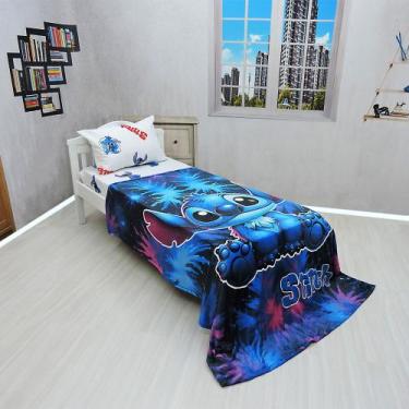 Imagem de Manta Ultrasoft Lençol De Elástico Stitch Kit 3pçs - Fantasia Bras, Mo