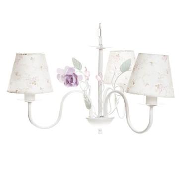 Imagem de Lustre 3L Floral Rosa Quarto Bebê Infantil Menina - Potinho de Mel