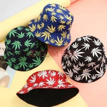 Imagem de Chapéu Bucket Hat Dupla Face Folha Estilo Retror De Algodão - OEM, Pre