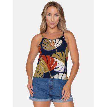 Imagem de Blusa Cropped Estampado de Malha - Le Julie, Azul, P