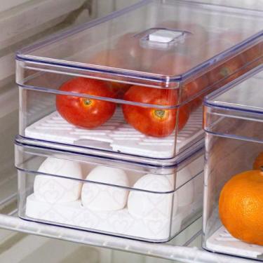 Imagem de Jogo 3 Organizador Acrilico Cozinha Com Tela Porta Ovos Grande - PLAST