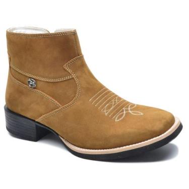 Imagem de Bota Country Masculina Couro Cano Curto Zíper Bico Quadrado - Mila Mar