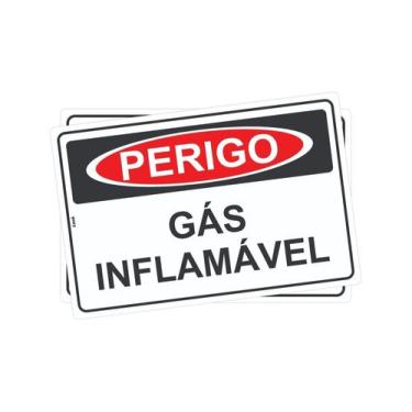 Imagem de Kit com 2 Placas de Sinalização - Perigo: Gás Inflamável - Botijão, Fo