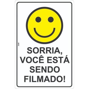 Imagem de Placa de Sinalização Aviso - Sorria, Você Está Sendo Filmado - Seguran