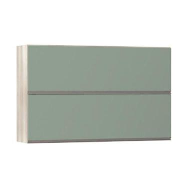 Imagem de Armário Basculante Duplo 120cm 2 Portas Legno Crema C/Verde - LUCIANE 