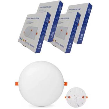Imagem de Kit 5 Luminária Plafon Led Borda Infinita 25W Embutir Redondo Bivolt F