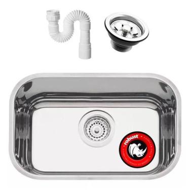 Imagem de Cuba Pia Numero 1 Cozinha Inox Robust 0,6 47x30x17 Válvula e Sifão  - 