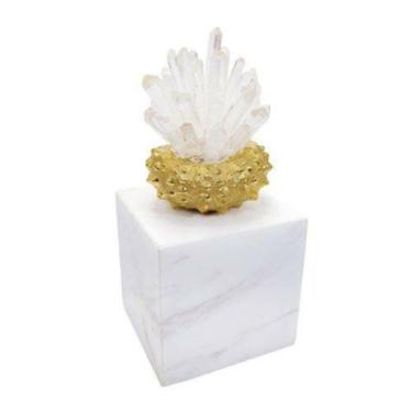 Imagem de Escultura Decorativa Base Coral Medio Marmore e Cristal Luxo - LUXdéco