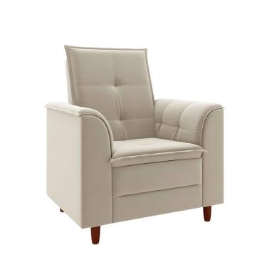 Imagem de Poltrona Decorativa Estofada Confortável Sala Miley Linho