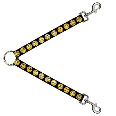 Imagem de Divisor de correia para cães Emojis 9 Expressions preto 2,5 cm de comprimento 2,5 cm de largura