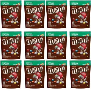 Imagem de Kit 12 Confeitos Chocolate Aoleite M&m's Sachê 148g - Mars