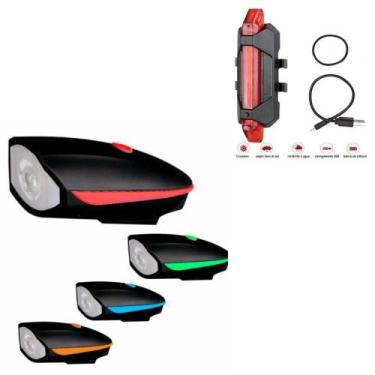 Imagem de kit lanterna frontal + traseira recarregável,  Acessórios de bike - AA