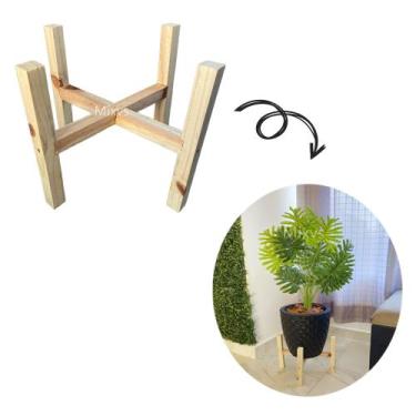 Imagem de Suporte Vasos De Plantas 22x22cm Interno Madeira Pinus Tripé - Flores 
