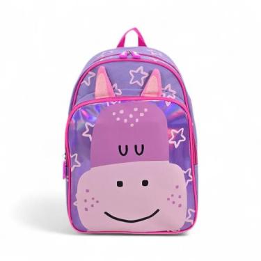 Imagem de Mochila Costa Escolar Passeio Infantil Bichinhos Hipopótamo - Fuseco