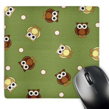 Imagem de 3dRose Mouse pad LLC 20 x 20 x 0,65 cm, estampa de coruja marrom fofa e verde (mp_28540_1)