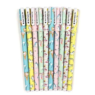 Imagem de Wrapables Canetas de tinta de gel de unicórnio, ponta fina de 0,5 mm (conjunto com 10) para escola, escritório, papelaria, tinta preta de unicórnio