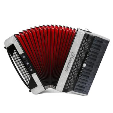 Imagem de Acordeão, acordeão de piano baixo 96 tons de 37 tons com alça, instrumento educacional para iniciantes e estudantes (branco)