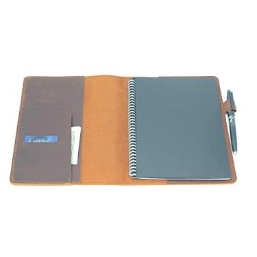 Imagem de YIYUS Capa para caderno de couro genuíno Rocketbook Smart Business para Everlast (marrom, A5 Executive 15,24 cm x 22,4 cm)