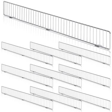 Imagem de Yaocom 10 peças de prateleira de gôndola de varejo trilho de proteção de arame frontal 91,4 cm x 7,6 cm de metal resistente para supermercado Guardrail cromado organização de commodities realçador de