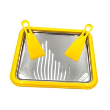 Imagem de Bothyi Panela de sorvete instantânea placa fria diy diversão doméstica atividades familiares rolo versátil fabricante de sorvete, Amarelo
