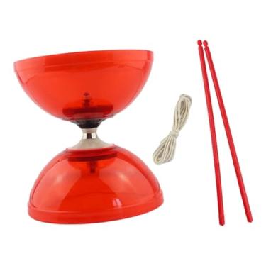 Imagem de Esquirla Diabolo Toy Brinquedo de malabarismo flexível com 2 palitos de Diabolo Conjunto de Diabolo chinês Brinquedo de habilidade para adultos Crianças Jardim, Vermelho