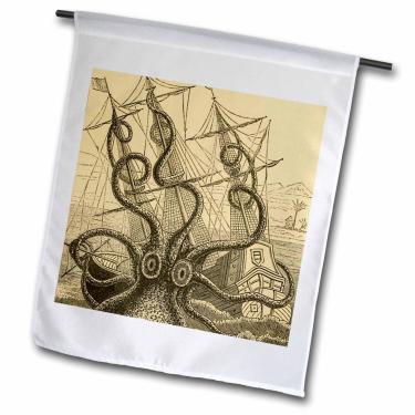 Imagem de 3dRose fl_164907_1 Polvo gigantesco colossal monstro marítimo Kraken Bandeira de jardim Pierre Denys De Montfort, 30 x 45 cm