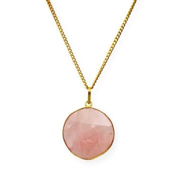 Imagem de GEMSCITE Pingente de estrela de Davi de pedra de quartzo rosa com corrente de 61 cm e cordão de algodão/couro + bolsa
