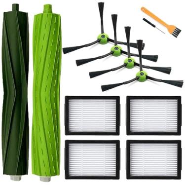 Imagem de Peças de reposição para iRobot Roomba E5 E6 E7 i2 i3 i3+i4 i4+ i5 i5+ i6 i6+ i7 i7+ i8 i8+/Plus i1 E i j Series Robot Vacuum, 1 conjunto de escovas de rolo multisuperfície 4 filtros 4 escovas laterais