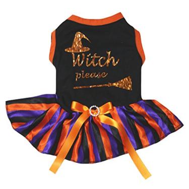 Imagem de Petitebella vestido de bruxa por favor filhote de cachorro (preto/listrado, grande)