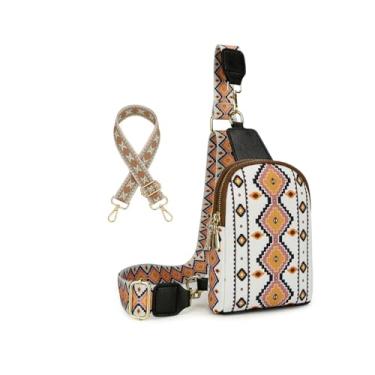 Imagem de HOSICRON Bolsas transversais para mulheres, bolsa tiracolo de couro para mulheres, pochete com alça no peito, bolsas de cintura para viagens, P