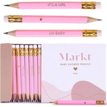 Imagem de Markt Mini lápis para chá de bebê, jogos de meninas, lápis de coração, conjunto pequeno de lápis rosa