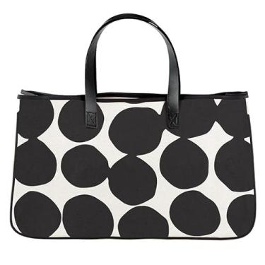 Imagem de Santa Barbara Design Studio Bolsa de lona Hold Everything Collection com forro impermeável e alças de couro legítimo, 50,8 cm x 28 cm, praia privada, Pontos grandes, Sacola