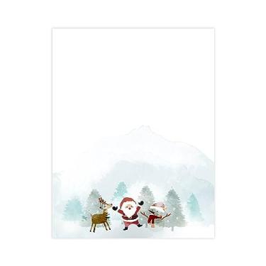 Imagem de Folhas de papel timbrado de papel de papelaria de Natal, pacote com 60, design temático de Natal para escrever cartas, computador, notas de escritório, convites de casamento e materiais de impressão, tamanho 21,5 x 28 cm