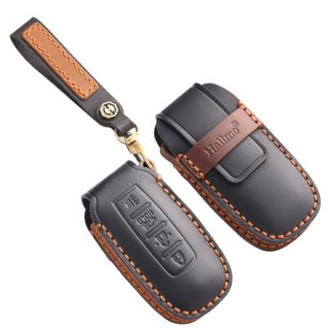 Imagem de HIBEYO Capa personalizável compatível com Nissan Rogue 2025 2024 2023 Pathfinder X-Trail Ariya 8ª geração novos acessórios Teana chaveiros personalizados de couro genuíno - 4 botões B tipo preto