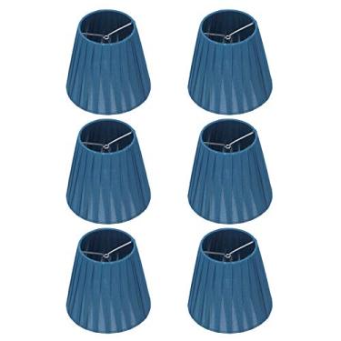Imagem de Abajures de Lâmpada Azul 6 PCS Modernos e Simples Abajures de Tambor Alto, 3,5 X 5,1 X 5,5 pol. Pano Feito à Mão Moderno e Moderno Abajur Decorativo para Clipe de Cristal na