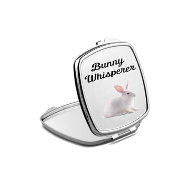 Imagem de SpreadPassion Espelho compacto Bunny Whisperer, presente de coelho Whisperer, espelho fotográfico Bunny Whisperer, espelho de maquiagem de viagem, espelho pequeno de mão, espelho de bolso portátil,